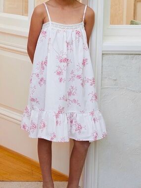 Petite Plume Lily Floral Nightgown Girls Size 12 Pink White